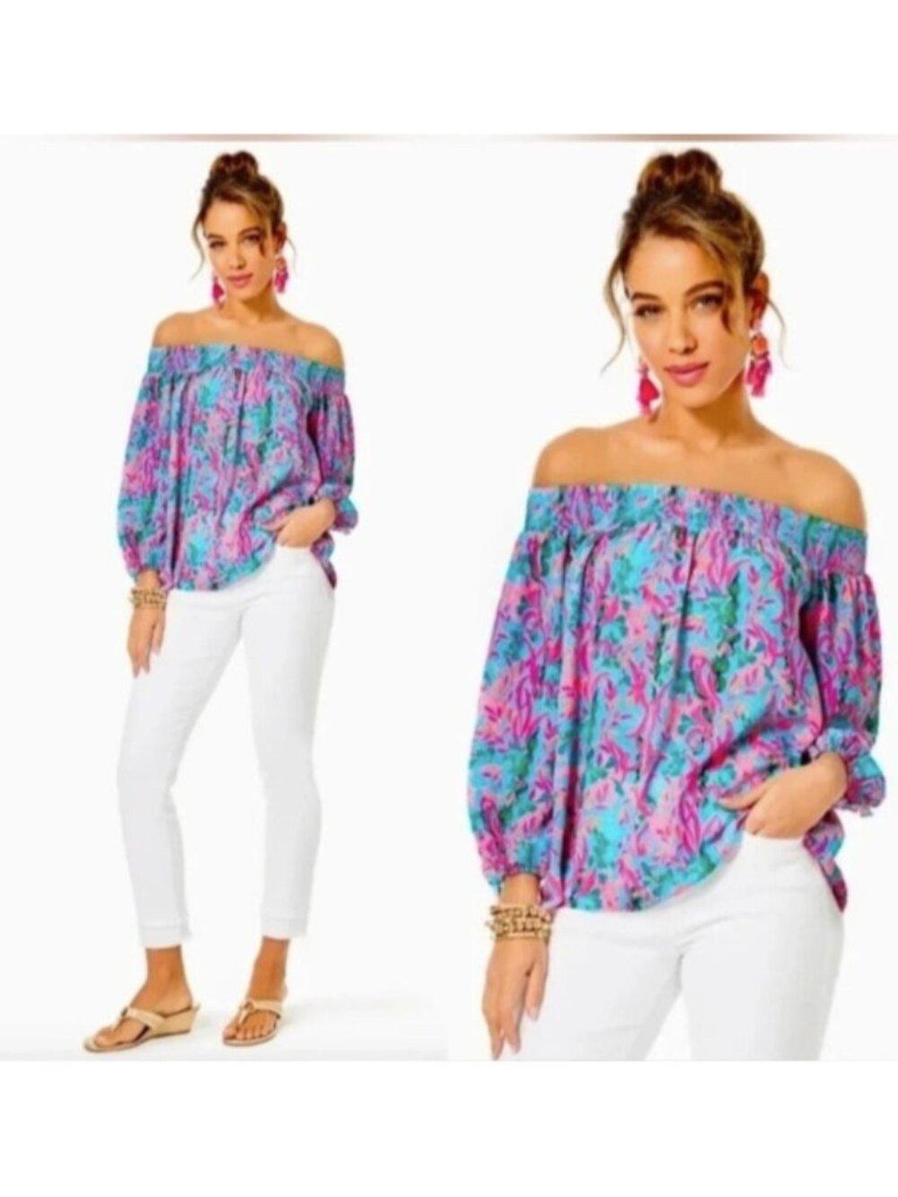 LillY Pulitzer Maryellen Seaweed Samba Top ( S )